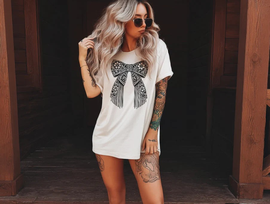 SINGLE COLOR SCREEN PRINT TRANSFER - FRINGE BOW