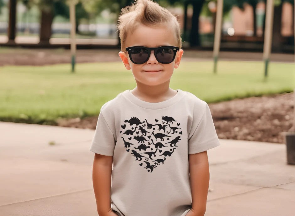 SINGLE COLOR SCREEN PRINT TRANSFER *YOUTH* - Dino Heart