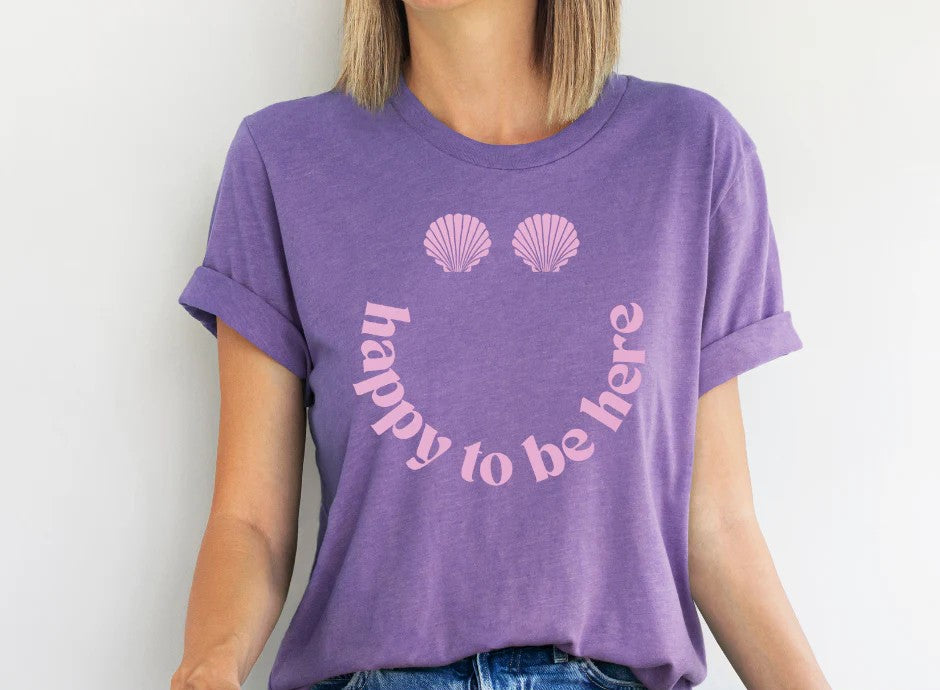 SINGLE COLOR SCREEN PRINT TRANSFER - HAPPY TO BE HERE