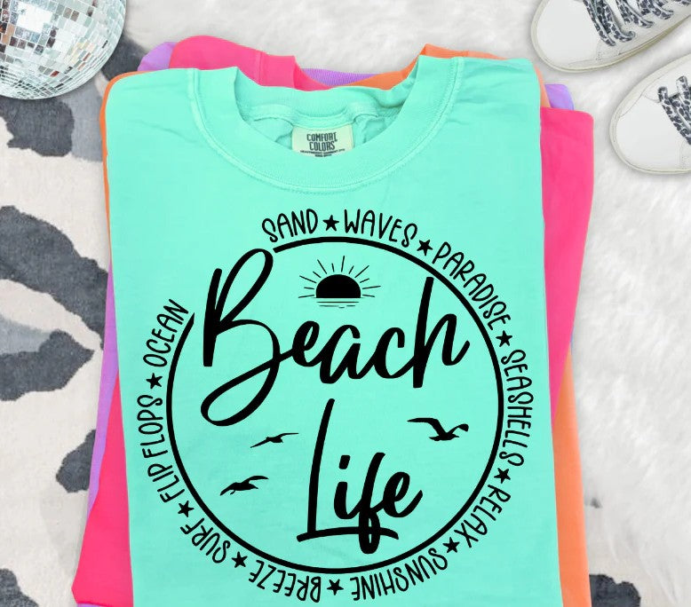 SINGLE COLOR SCREEN PRINT TRANSFER - BEACH LIFE