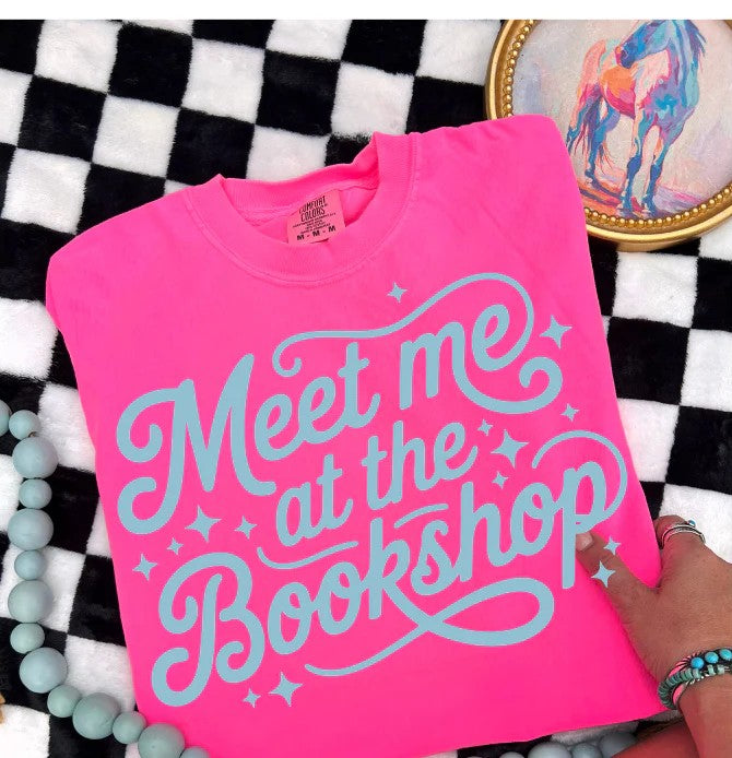 SINGLE COLOR SCREEN PRINT TRANSFER - MEET ME AT THE BOOK SHOP