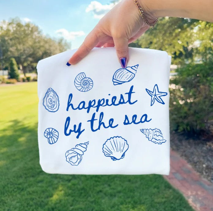 SINGLE COLOR SCREEN PRINT TRANSFER - HAPPIEST BY THE SEA