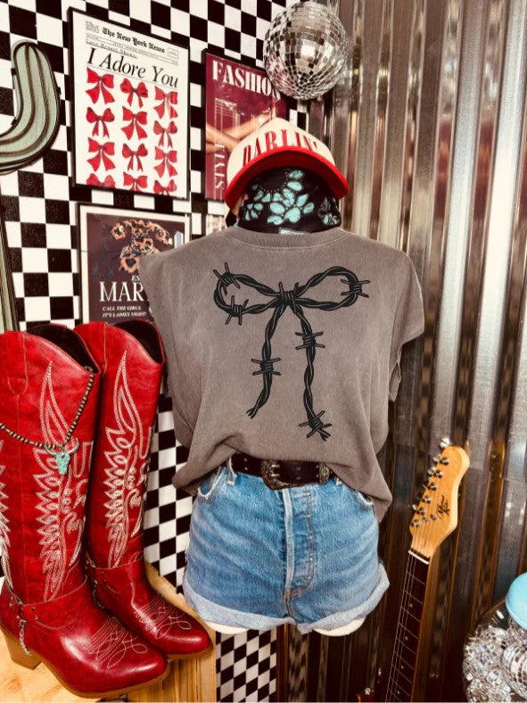 SINGLE COLOR SCREEN PRINT TRANSFER - BARBWIRE BOW