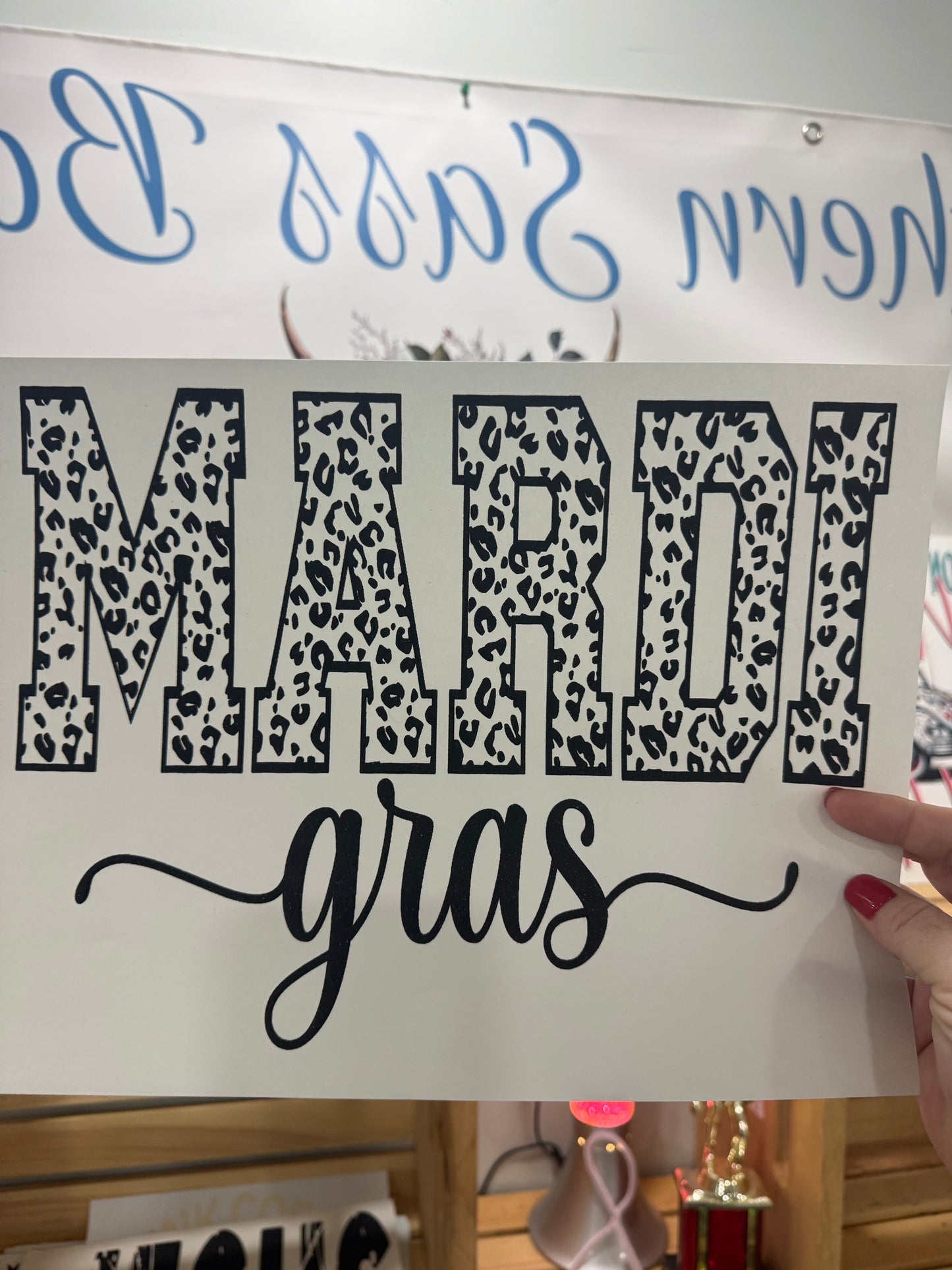 SINGLE COLOR SCREEN PRINT TRANSFER - MARDI GRA CHEETAH