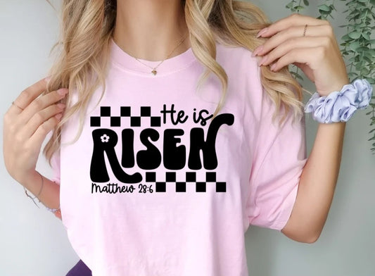 SINGLE COLOR SCREEN PRINT TRANSFER - HE IS RISEN
