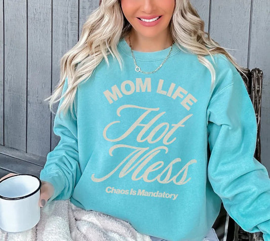 SINGLE COLOR SCREEN PRINT TRANSFER - MOM LIFE HOT MESS