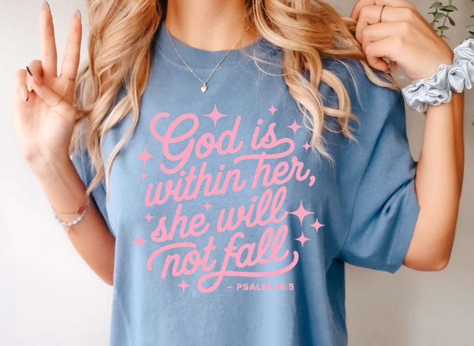 SINGLE COLOR SCREEN PRINT TRANSFER - GOD IS WITHIN HER