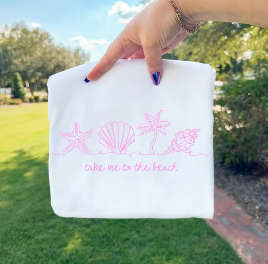 SINGLE COLOR SCREEN PRINT TRANSFER - TAKE ME TO THE BEACH