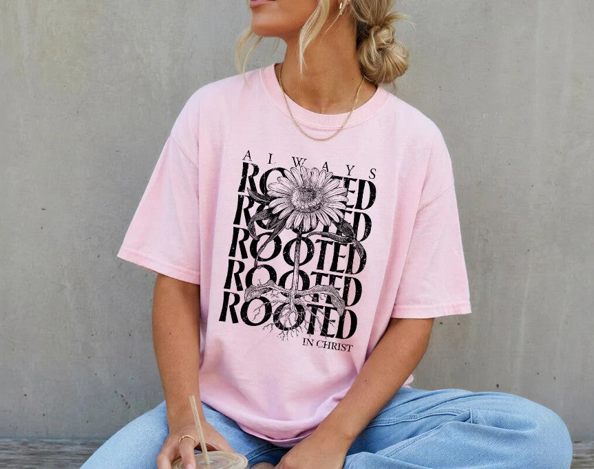 SINGLE COLOR SCREEN PRINT TRANSFER - ROOTED IN CHRIST