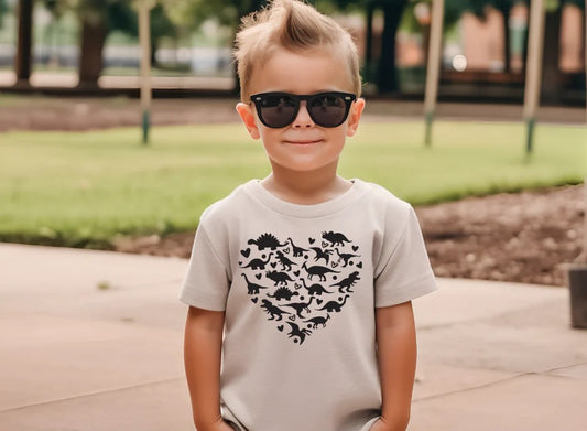 SINGLE COLOR SCREEN PRINT TRANSFER *YOUTH* - Dino Heart