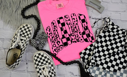 SINGLE COLOR SCRREN PRINT TRANSFER - MAMA CHECKERD