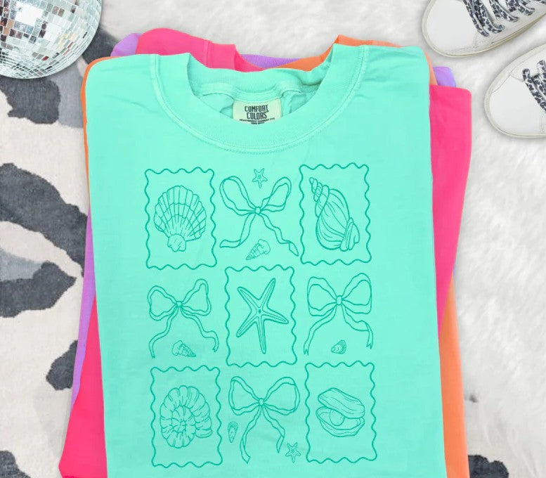 SINGLE COLOR SCREEN PRINT TRANSFER - BEACH STAMPS