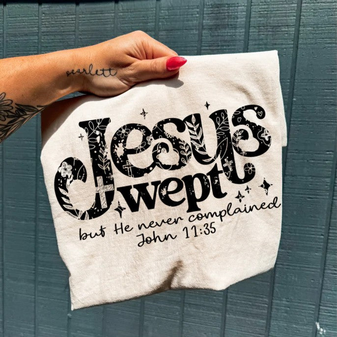 SINGLE COLOR SCREEN PRINT TRANSFER - JESUS WEPT