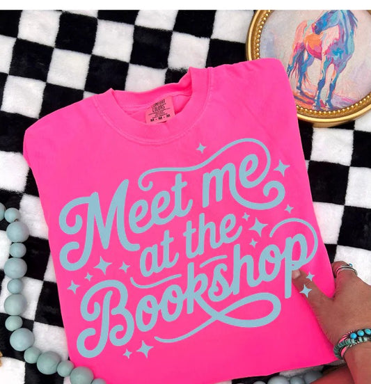 SINGLE COLOR SCREEN PRINT TRANSFER - MEET ME AT THE BOOK SHOP