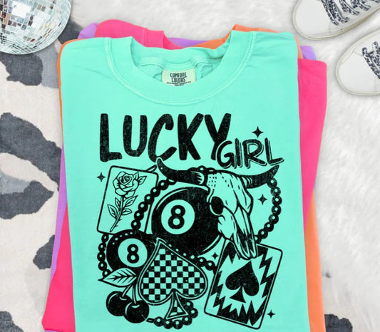 SINGLE COLOR SCREEN PRINT TRANSFER - LUCKY GIRL