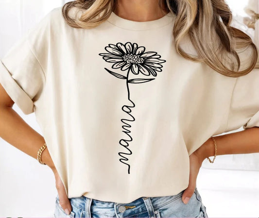 SINGLE COLOR SCREEN PRINT TRANSFER - MAMA WITH FLOWER