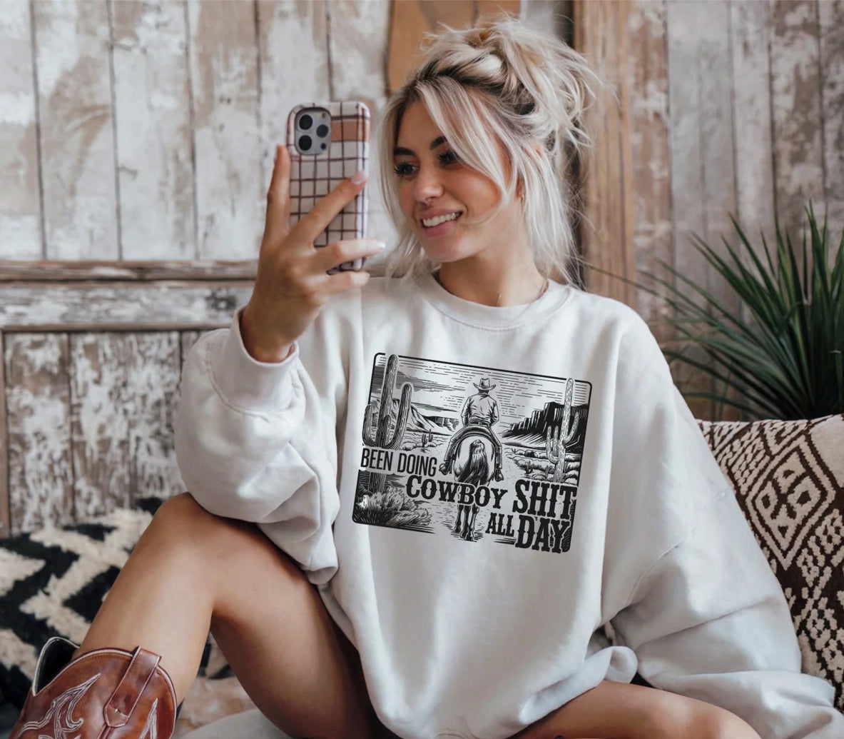 SINGLE COLOR SCREEN PRINT TRANSFER - BEEN DOING COWBOY