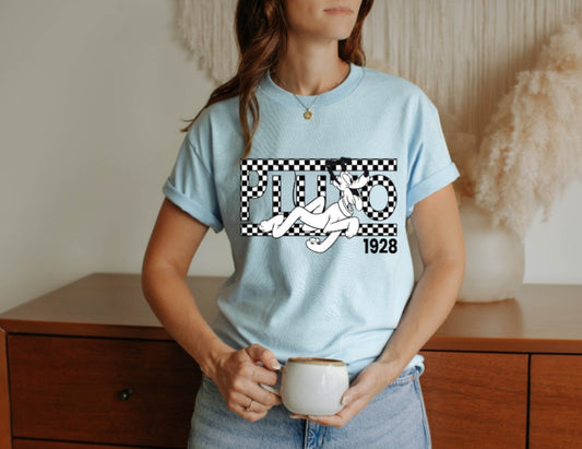 SINGLE COLOR SCREEN PRINT TRANSFER - DOG CHECKERED