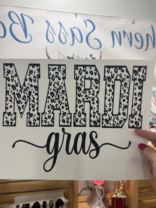 SINGLE COLOR SCREEN PRINT TRANSFER - MARDI GRA CHEETAH