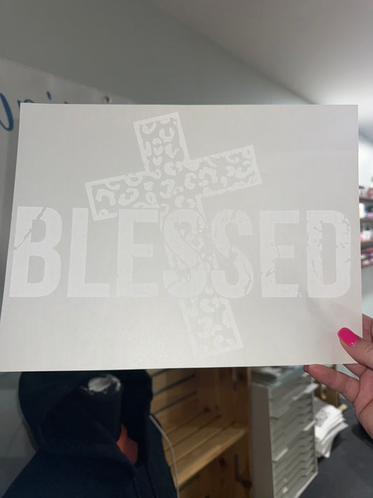 SINGLE COLOR SCREEN PRINT TRANSFER - BLESSED CHEETAH CROSS