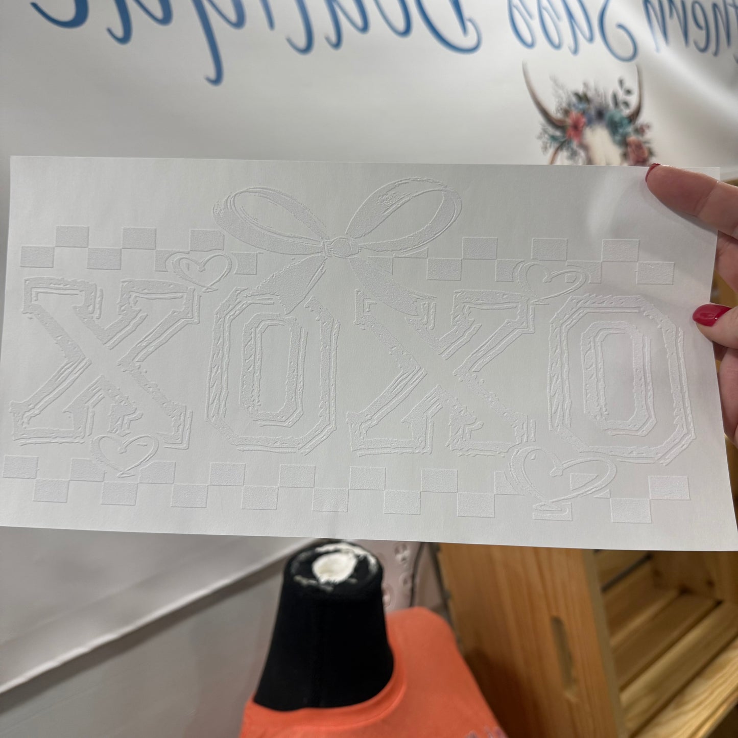 SINGLE COLOR SCREEN PRINT TRANSFER - XOXO WITH BOW