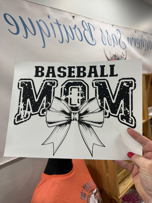 SINGLE COLOR SCREEN PRINT TRANSFER - BASEBALL MOM