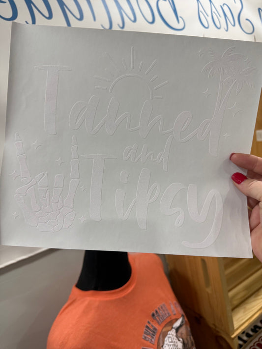 SINGLE COLOR SCREEN PRINT TRANSFER - TANNED AND TIPSY