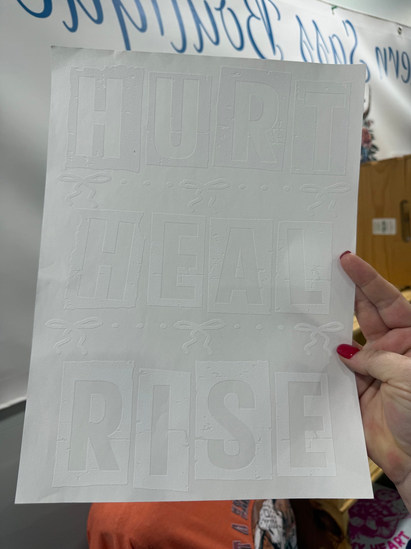 SINGLE COLOR SCREEN PRINT TRANSFER - HURT HEAL RISE