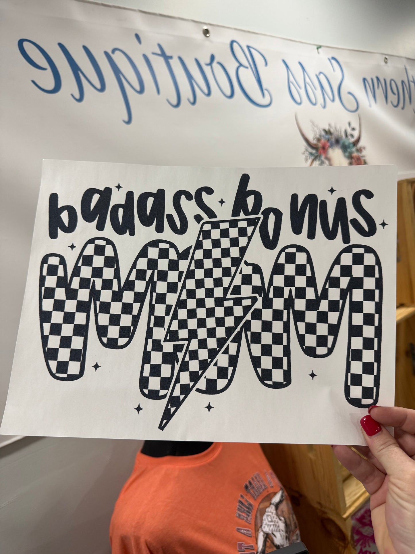 SINGLE COLOR SCREEN PRINT TRANSFER - BADASS BONUS MOM