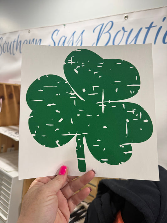 SINGLE COLOR SCREEN PRINT TRANSFER - DISTRESSED CLOVER