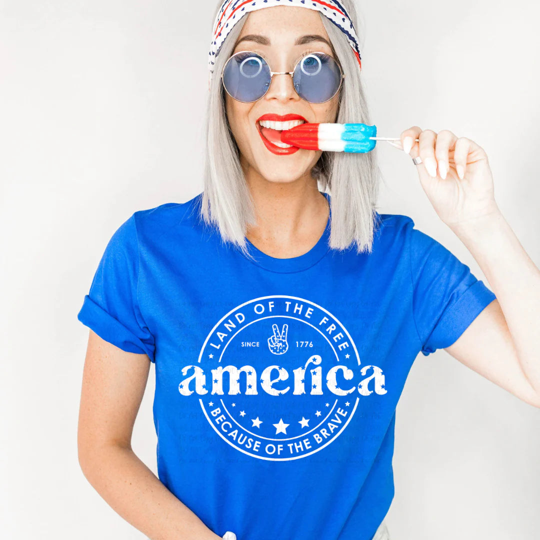 SINGLE COLOR SCREEN PRINT TRANSFER - LAND OF THE FREE