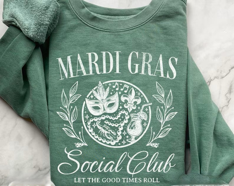SINGLE COLOR SCREEN PRINT TRANSFER - MARDI GRAS SOCIAL CLUB